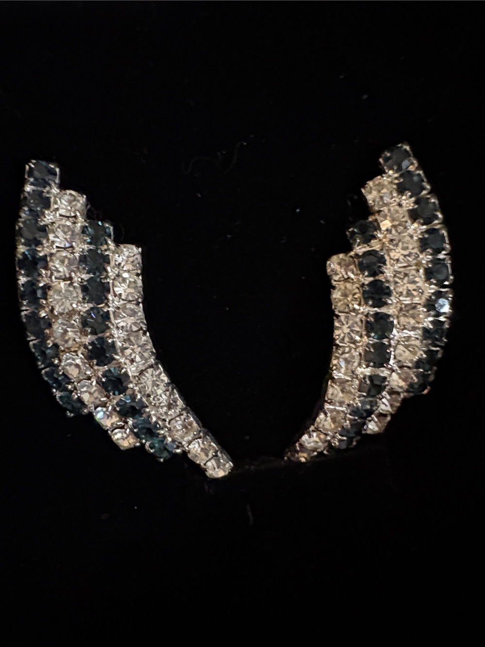 Vintage Silver Cascade Earrings - Rhinestones